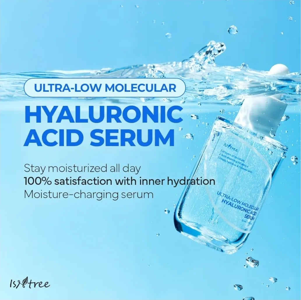 ISNTREE Ultra-Low Molecular Hyaluronic Acid Serum - Vegan, 14 Complex Hyaluronic Acid, Deep Hydration,  Lightweight & Fast-Absorbing