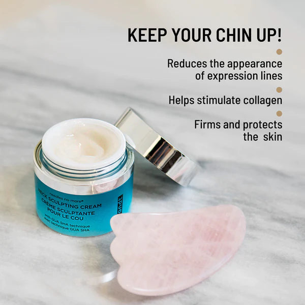 Crema reafirmante para el cuello Dr. Brandt + Gua Sha: crema antiedad para el cuello con Gua Sha, resultados comprobados.