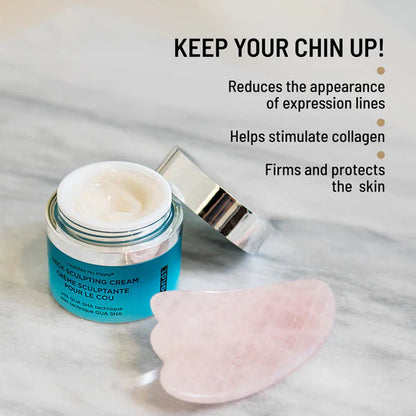 Crema reafirmante para el cuello Dr. Brandt + Gua Sha: crema antiedad para el cuello con Gua Sha, resultados comprobados.