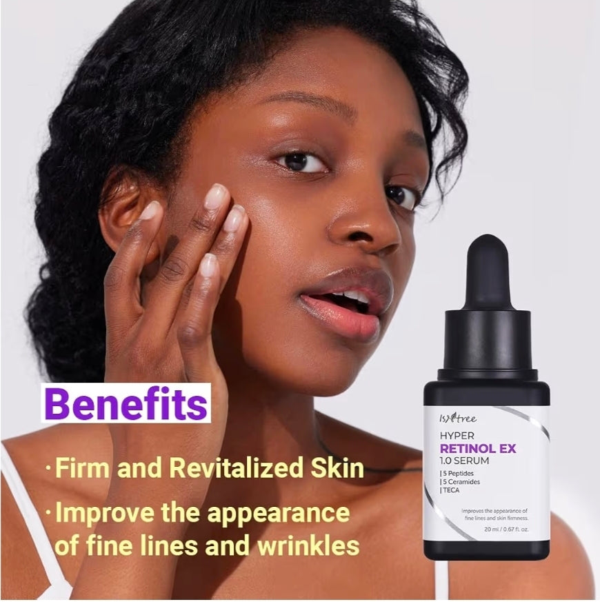 ISNTREE Hyper Retinol EX 1.0 Serum 20 ml - 5 péptidos, 5 ceramidas, ayuda a reducir las líneas finas
