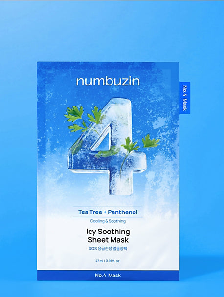 numbuzin No.4 Sheet Mask | Icy Soothing Sheet Mask | Instant Cooling, Hydrating with Tea Tree Extract, Bergamot Leaf Extract | Soothes, Relieves Heated Skin